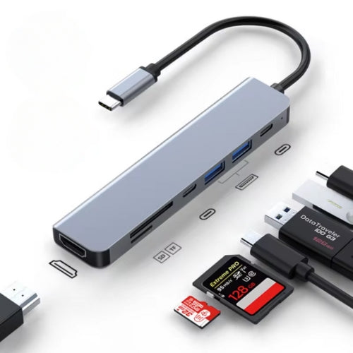 Skanto | USB-C Til USB Adapter Hub & Multiport Adapter - MacBook Pro & Air Kompatibel - HDMI, USB, SD Kortleser & Mer