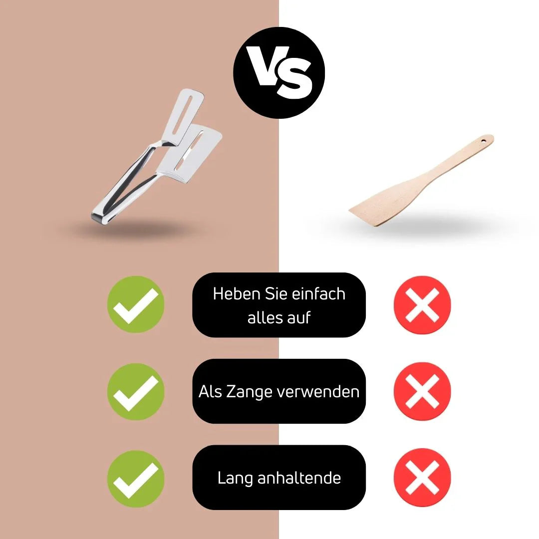Skanto | Dobbeltvendt rustfritt stål stekespade med sklisikker håndtak – Ideell for grilling og steking
