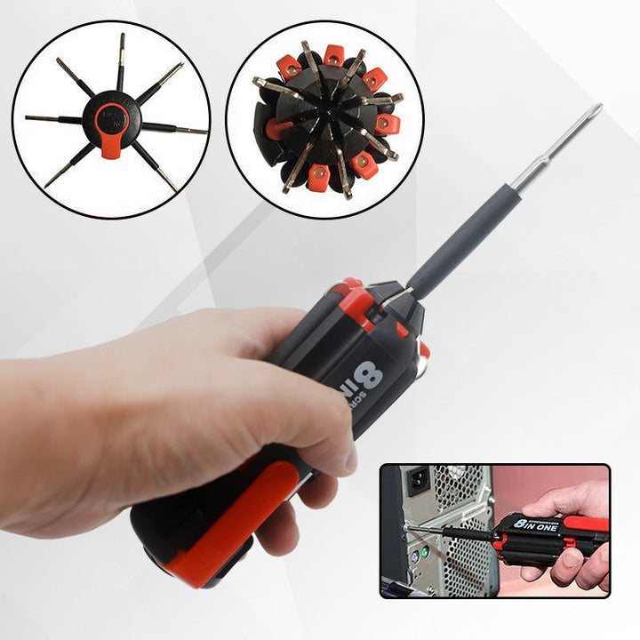8-i-1-skrutrekker med LED-lommelykt | Skanto