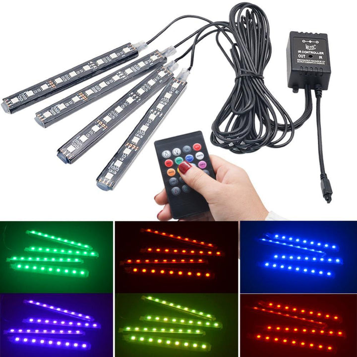 Skanto | Car RGB LED Strip Light Trådløs Fjernkontroll og Talekontroll