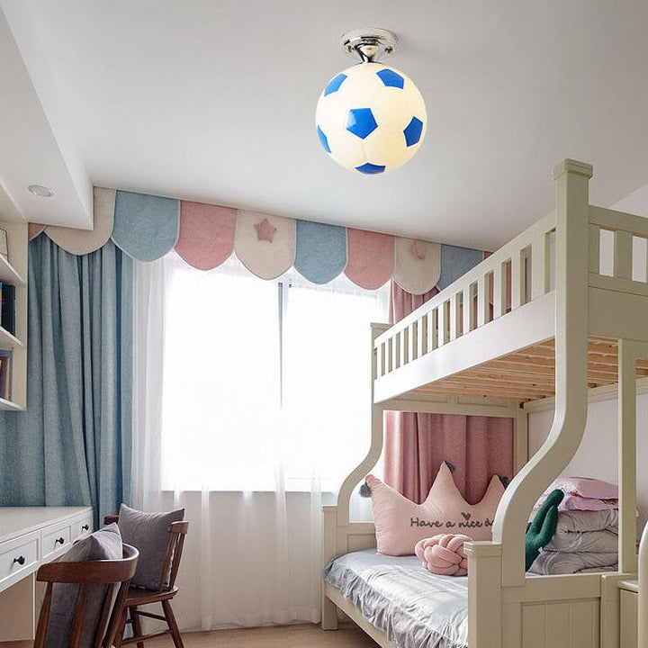 Skanto | SportLume Kreativ Taklampe | Basketball & Fotball Design | Halvmontert | Glasslampe