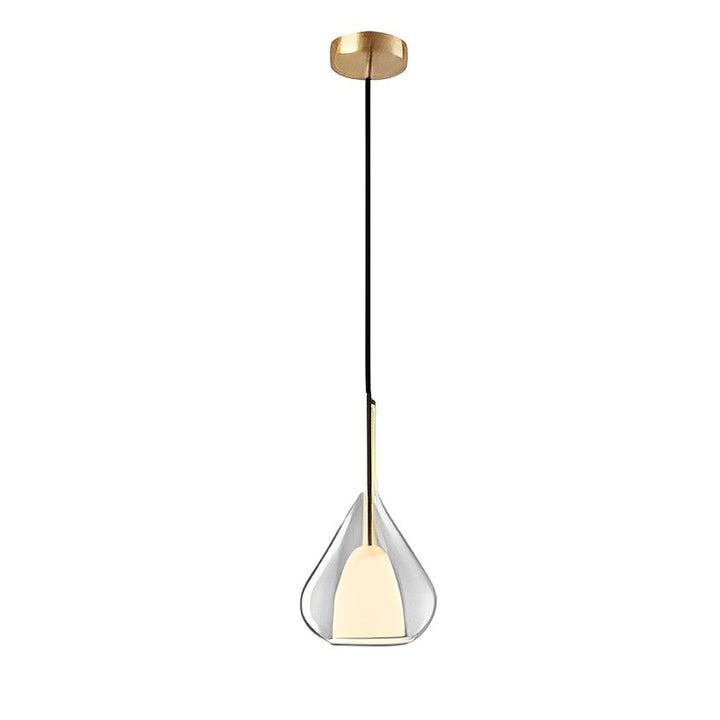 Industriell pendellampe med dobbelt glass og regndropedesign - Liten hengelampe for spisestue og kjøkken, moderne minimalistisk design | Skanto