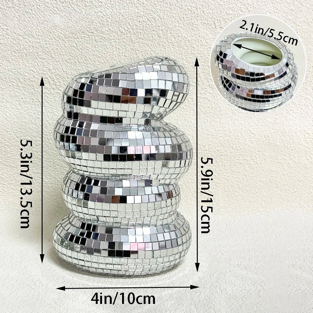 Speilbelagt disco vase med retro sjarm og moderne stil Skanto