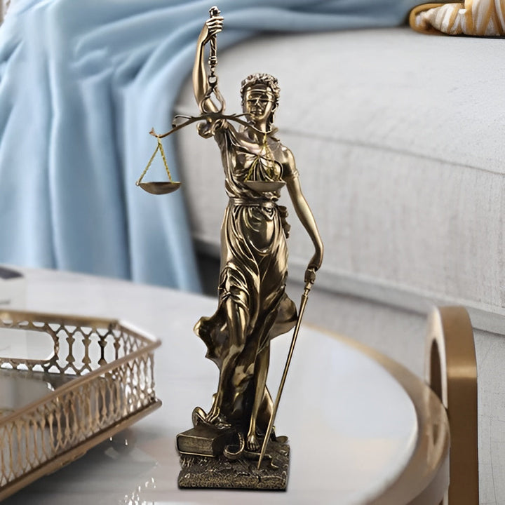 Statue av Godin of Justice – En elegant dekorativ skulptur av Justitia