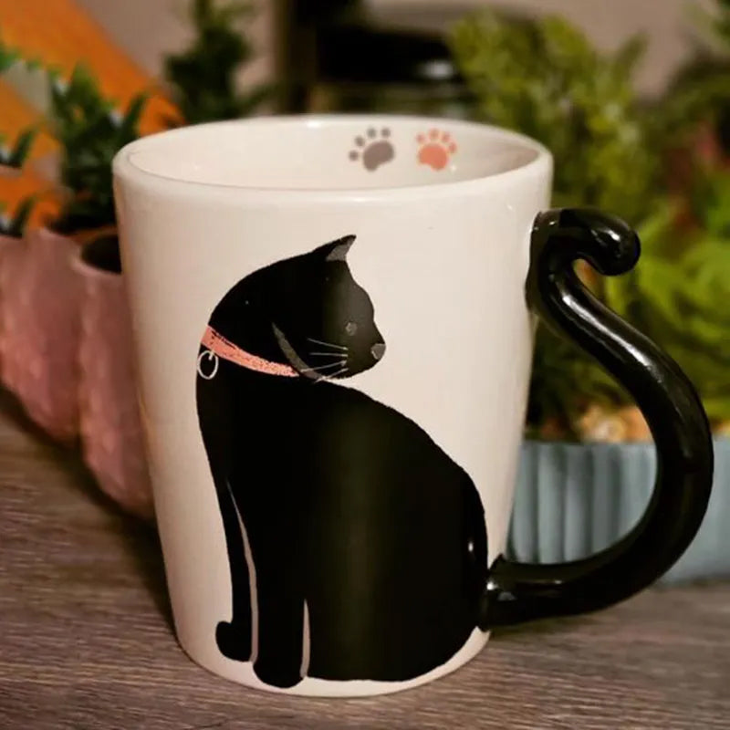 Skanto | Søt Håndlaget Svart Katt Lykke Kaffe Kopp