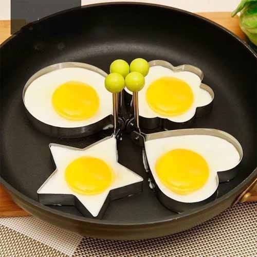 Eggformer i rustfritt stål 4 stk sett for kjøkken Skanto