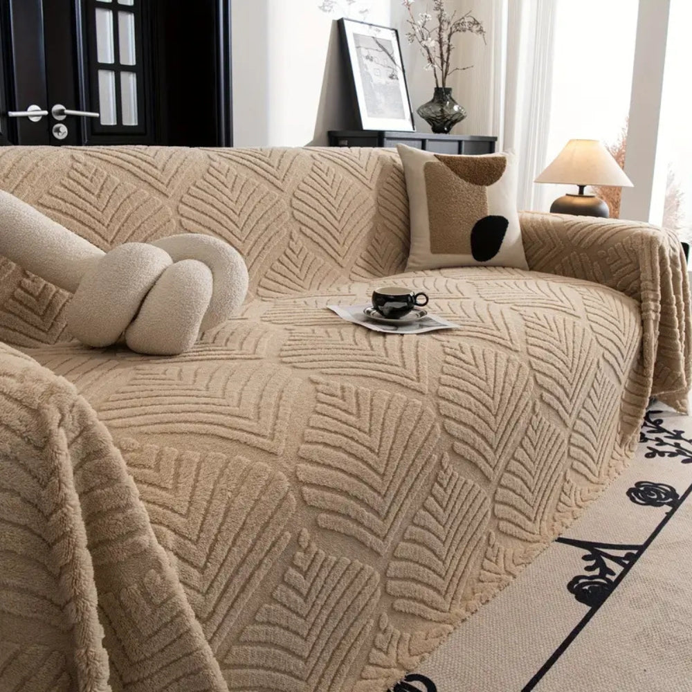 Skanto | Herringbone Leaf Design Fleece Sofa Cover