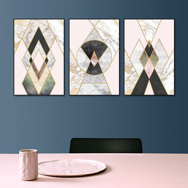POP Pink Marmor - Lerret Veggkunst Maleri