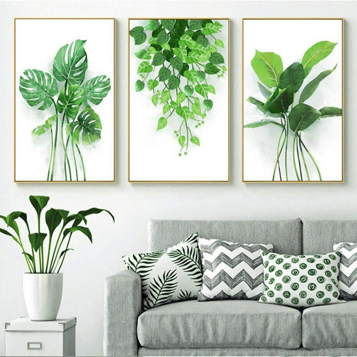 Nordic Green Refresh Minimalistiske Blader - Lerretsbilde