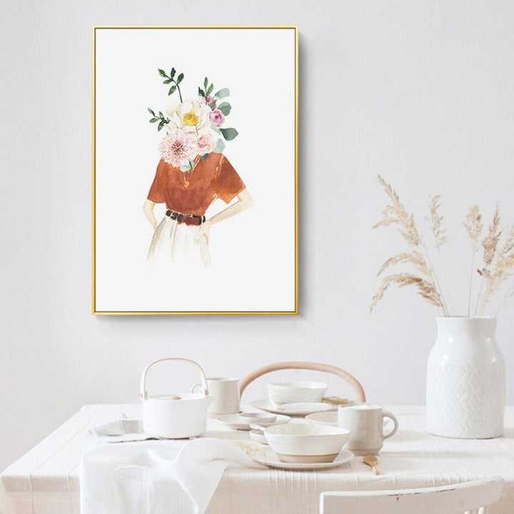 Rosa Trendy Kvinne Trykk Kvinner Mote - Lerret Veggkunst Maleri