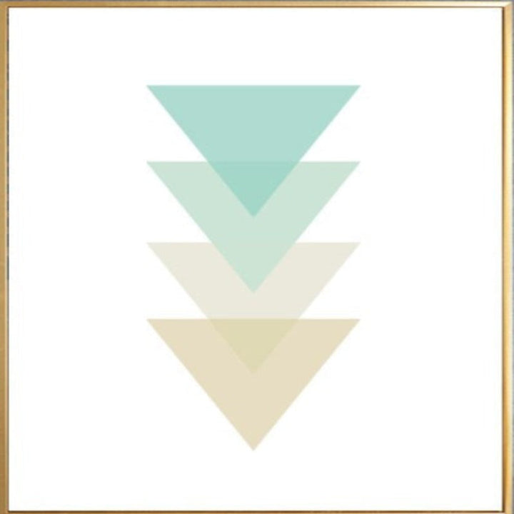Abstrakt Mintfarge Geometriske Trekanter - Lerret Veggkunst Maleri | Skanto