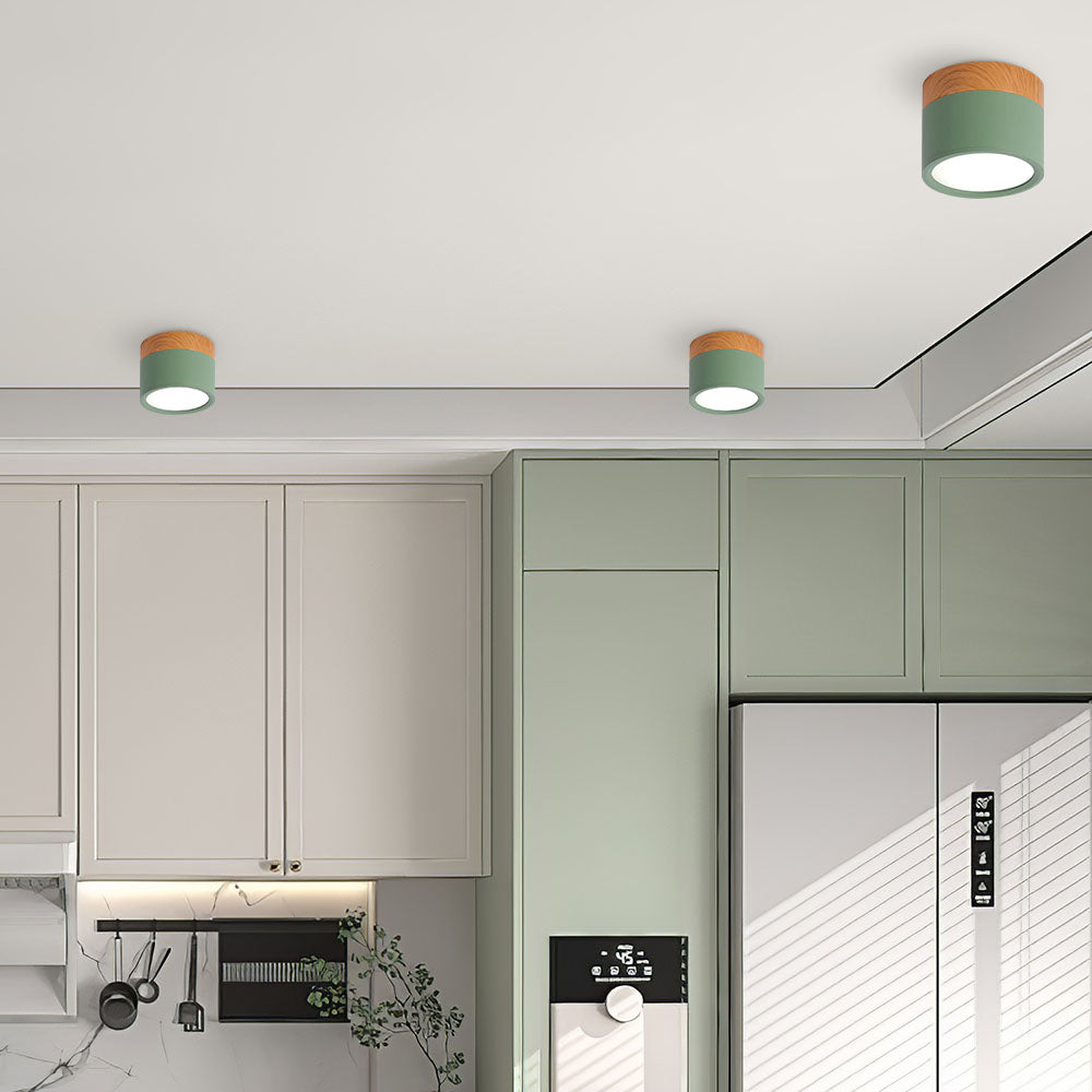Moderne LED-deckenleuchte, flatenbündig, sylinderformig