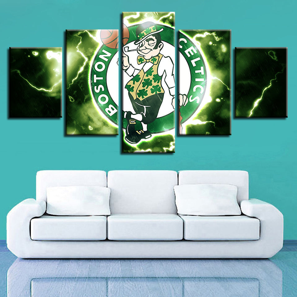 Elektriserende Boston Celtics 5-Delt - Lerret Veggkunst Maleri