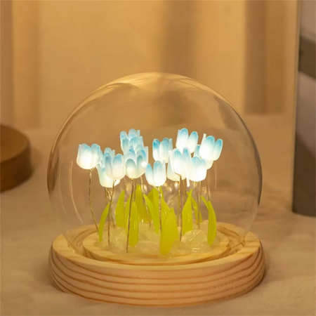 Skanto | Håndlaget kunstig tulipan LED nattlampe bordlampe for soverom og gaveinnredning
