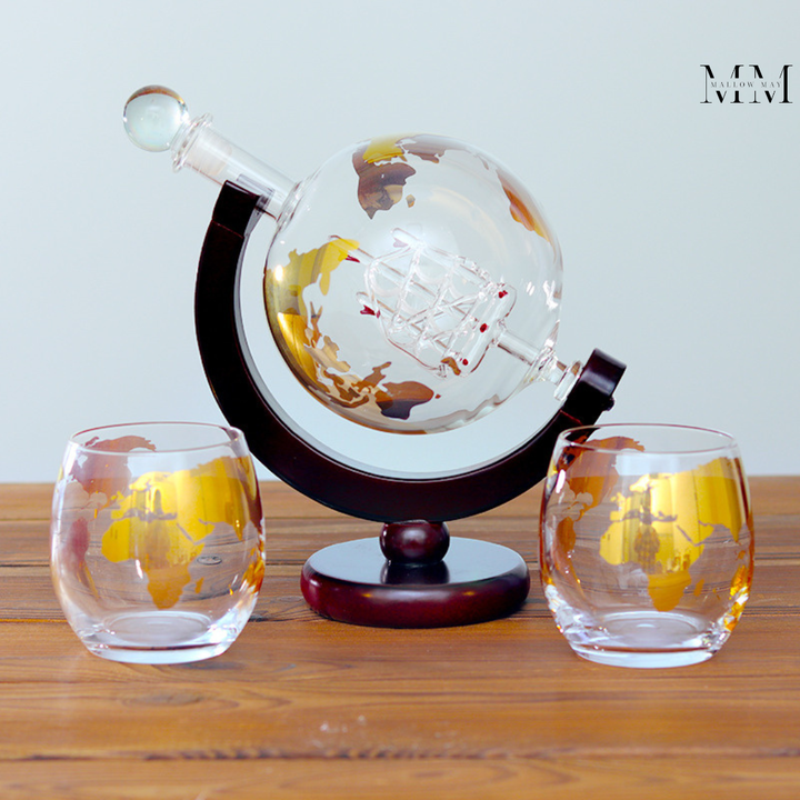 Skanto | AtlasWhisk | Whiskey Globe Set Premium Drikkeglass for Entusiaster