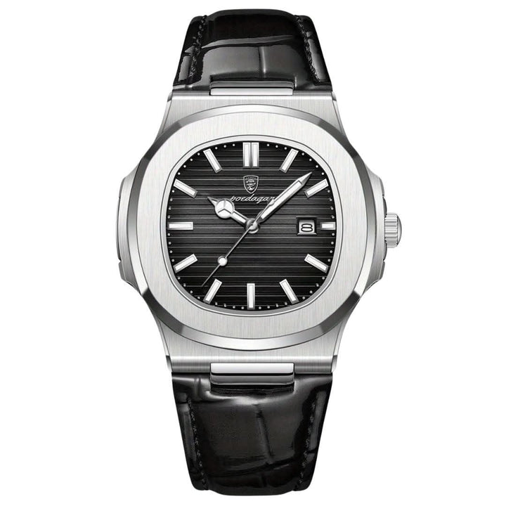 Herren-Armbanduhr aus Edelstahl mit Quarzwerk und Datumsanzeige