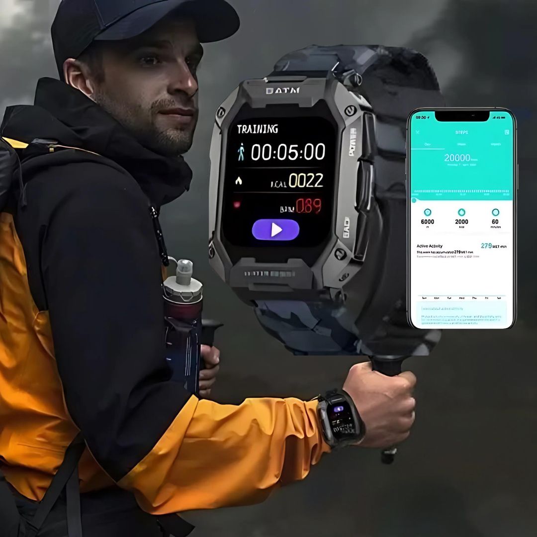 TactiX ARMY Series Smartwatch med militærdesign | Holdbar GPS - Fitness Tracker - for utendørs eventyr - militært personell og taktisk bruk Skanto