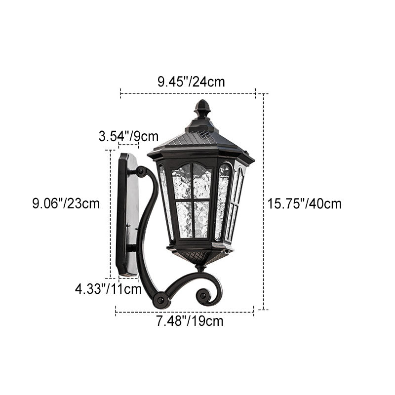Europeisk utendørs lantern aluminium glass vanntett 1-lys vegglampe | Skanto