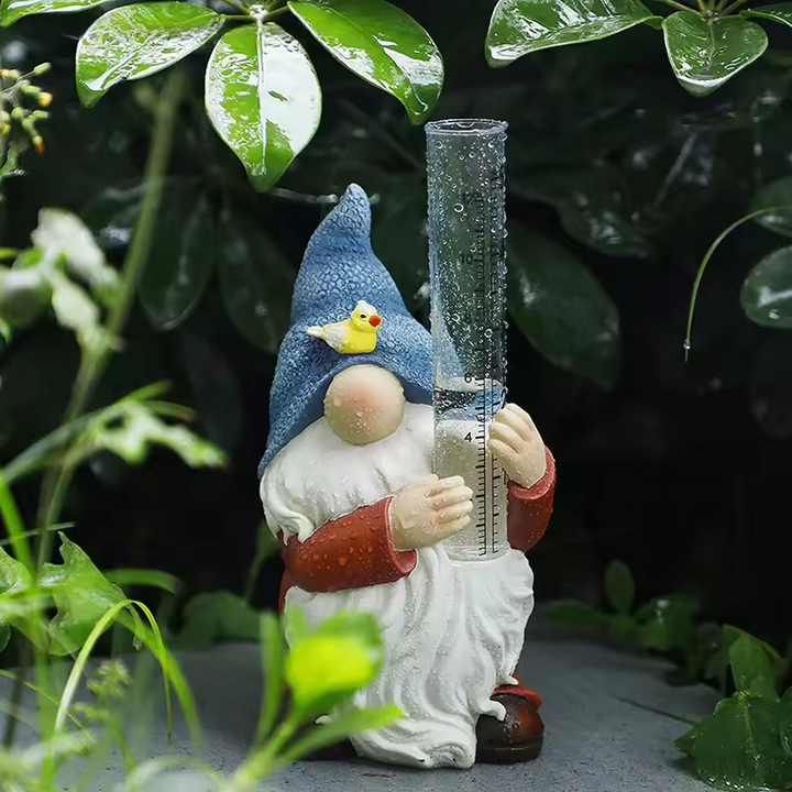 Skanto | Gnomisk Hage Statue med Harpiks Regnmåler