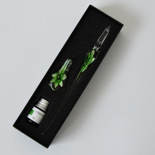 Glass Calligraphy Pen Set med blekk og pennholder
