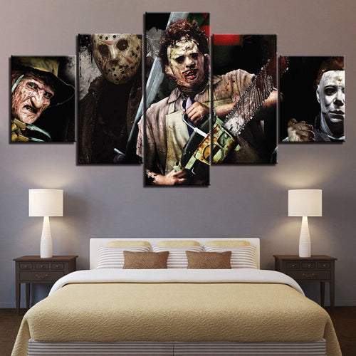 5 deler Iconic Monster og Killer - lerret vegkunst maleri | Skanto