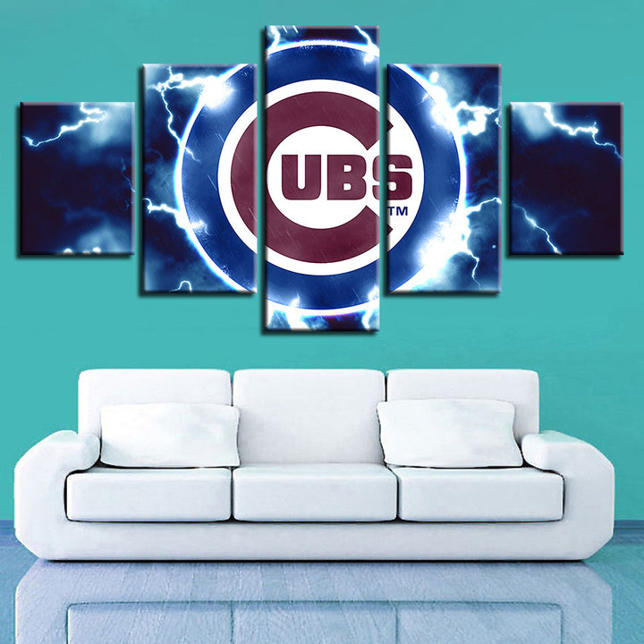 Charged Chicago Cubs 5 deler-lerret veggkunst maleri | Skanto