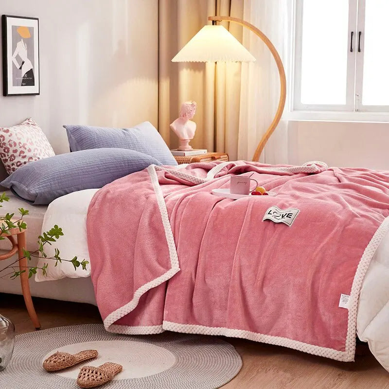 Skanto | Rosa Flanell Fleece Teppe - BlushCozy
