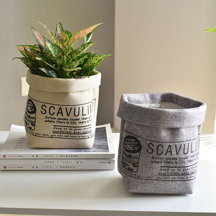 Skanto | Dekorativt tekstil plantekrukke med trykk – Allsidig oppbevaringskrukke for planter og dekor