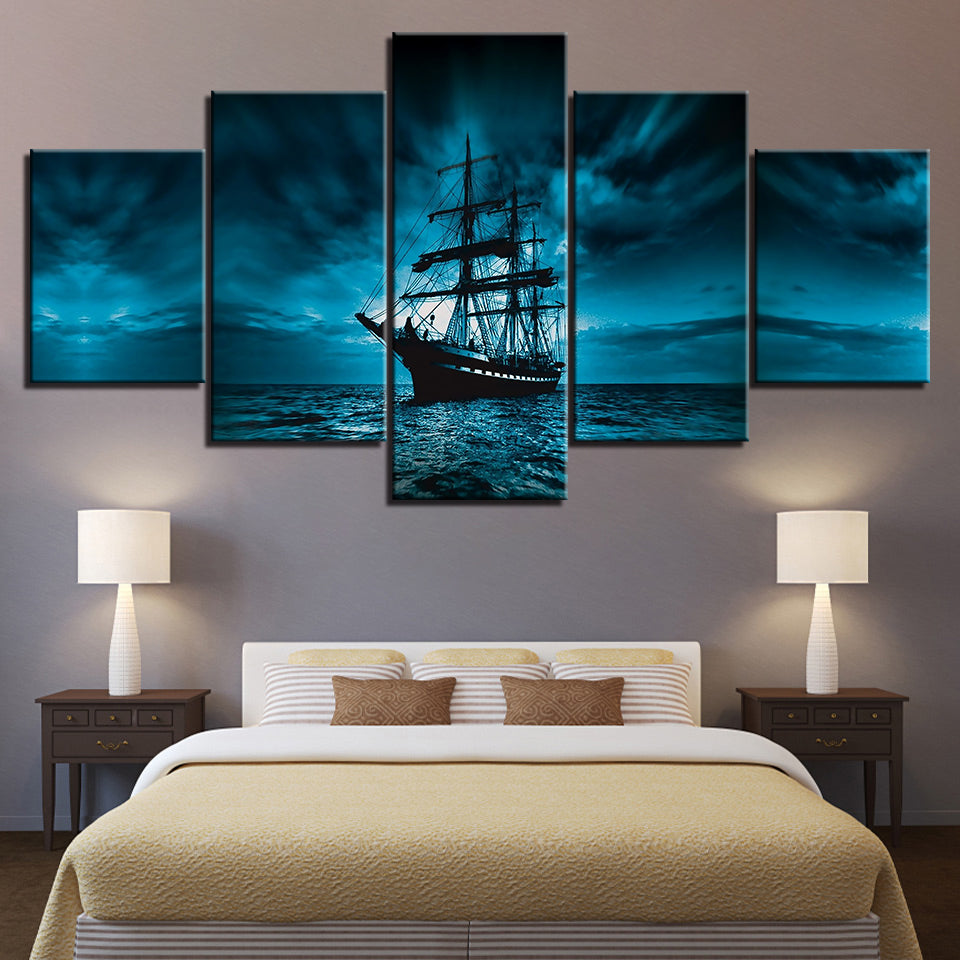 Deep Dark Ship - Lerret Vekst Kunst Maleri