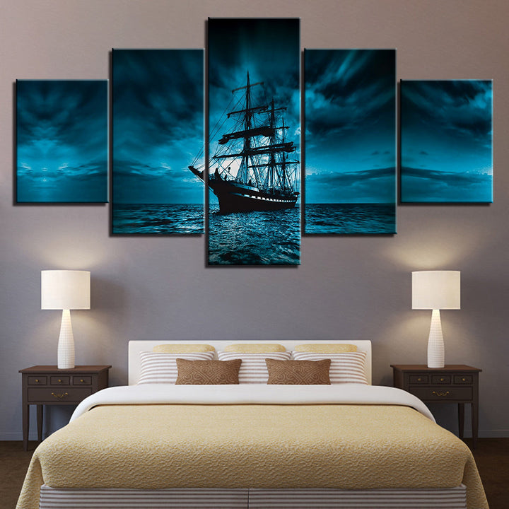 Deep Dark Ship - Lerret Vekst Kunst Maleri