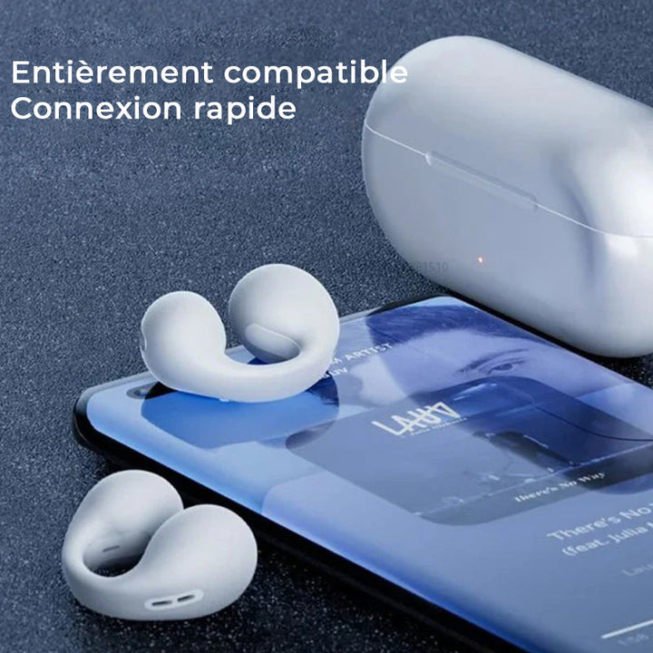 Bone conduction headphones with clip for the ear, wireless | Skanto