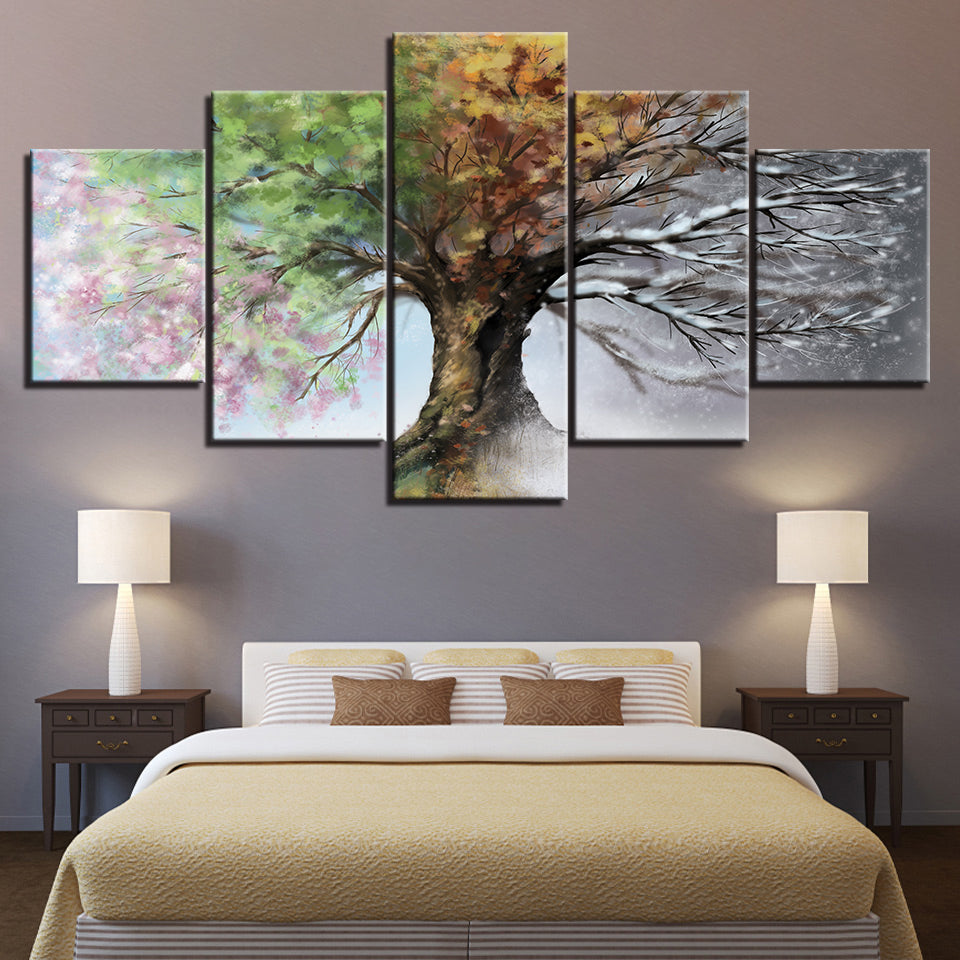 All Season Tree - Lerret Veggkunst Maleri | Skanto