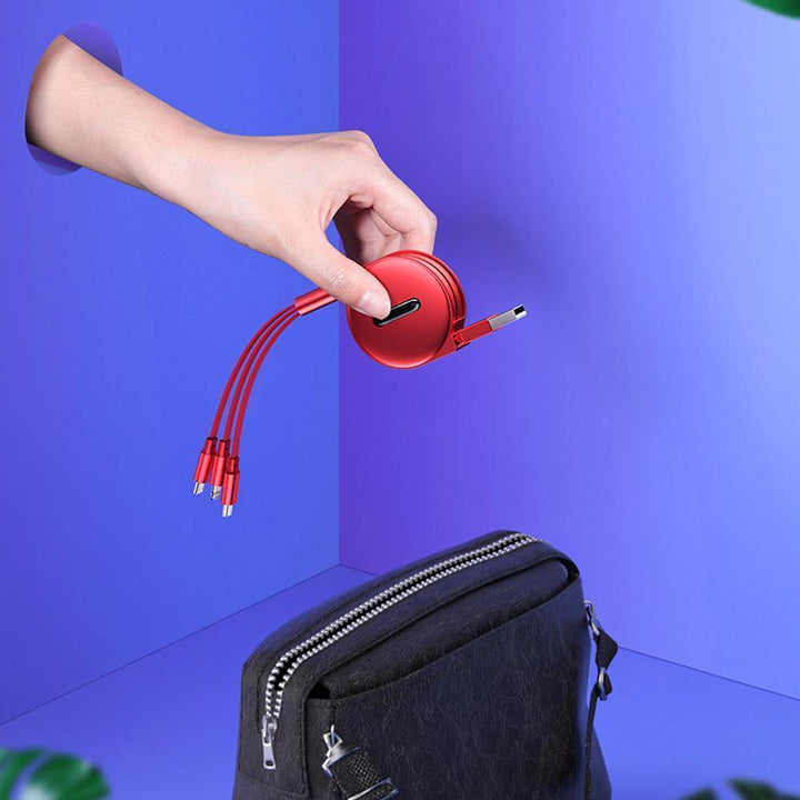 Skanto | 3-1 Uttrekkbar ladekabel for IOS, Micro og Type-c