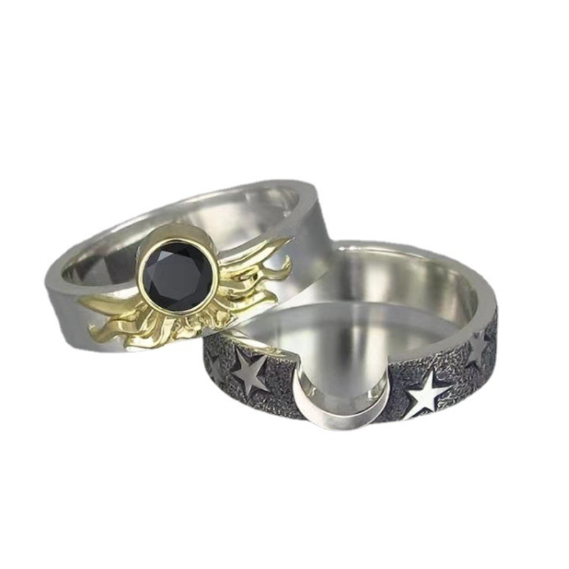 Skanto | Vintage Stjerne Måne Sol Ring Sett
