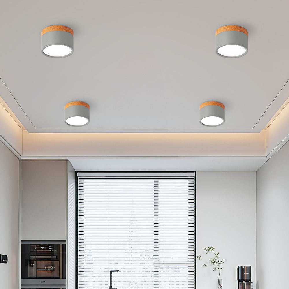Moderne LED-deckenleuchte, flatenbündig, sylinderformig