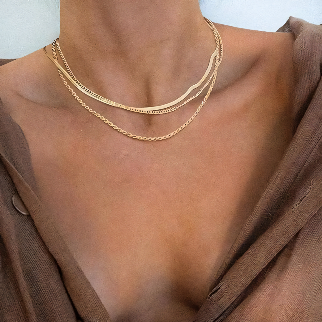 Skanto | 3pc Klassisk Halskjede Choker Stabel
