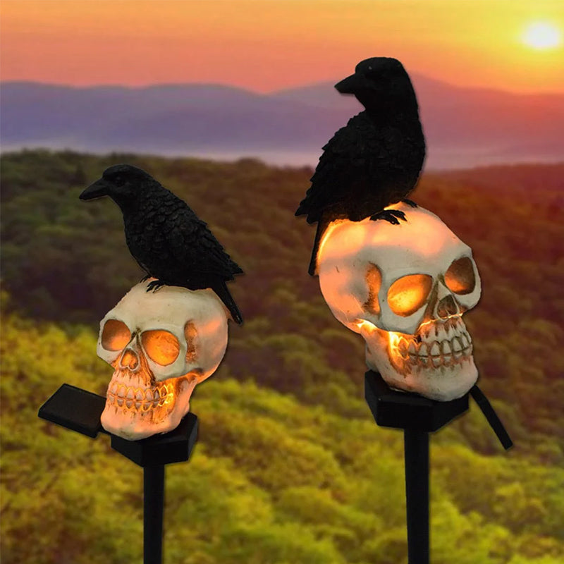 Skanto | Halloween Solenergisk Hodeskalle Kråke Dekorative Lys