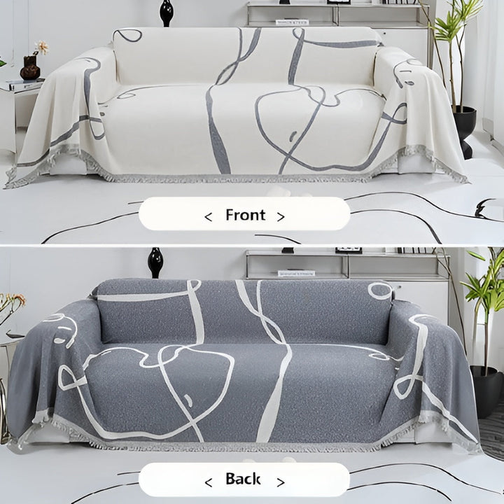 Skanto | Abstrakt Linje Reversible Chenille Sofa Cover