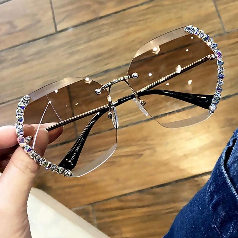 Rimless solbriller med krystall | Skanto