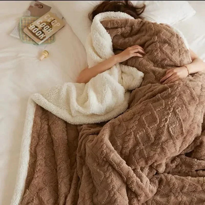 Skanto | Tykk lammeull fleece vinterteppe mykt varmt kast