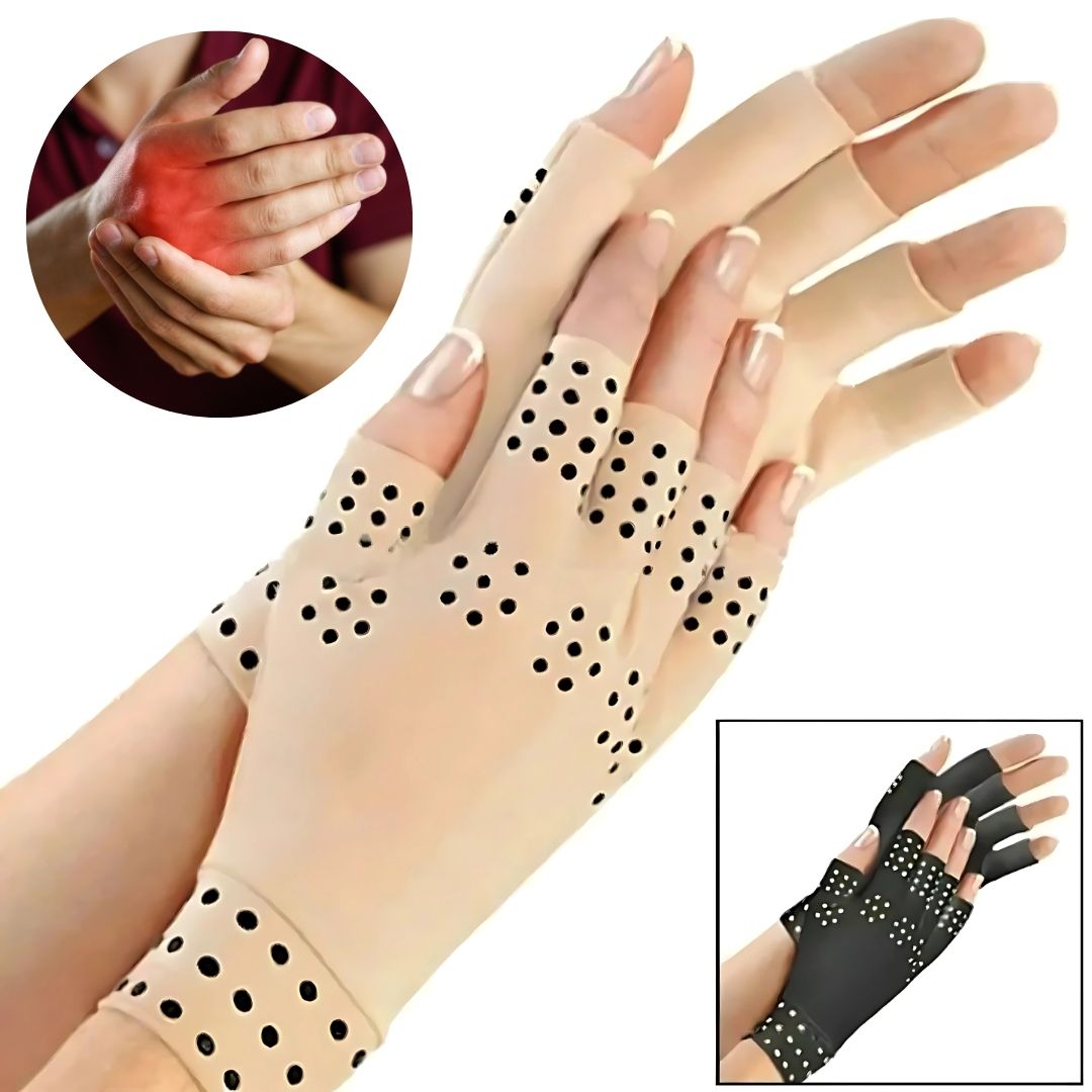 ThermaFlex Fingerless Artritts Hansker | Magnetiske Kompresjons Hansker for Artritts Smerter Lindring - Forbedret Sirkulasjon - Redusert Hevelse Skanto