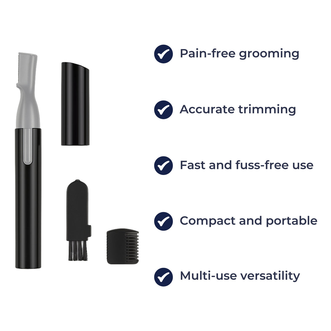 Painless Precision – Rustfritt Stål Mini Ansikts Barbermaskin – For Følsom Hud & På-farten Pleie Skanto