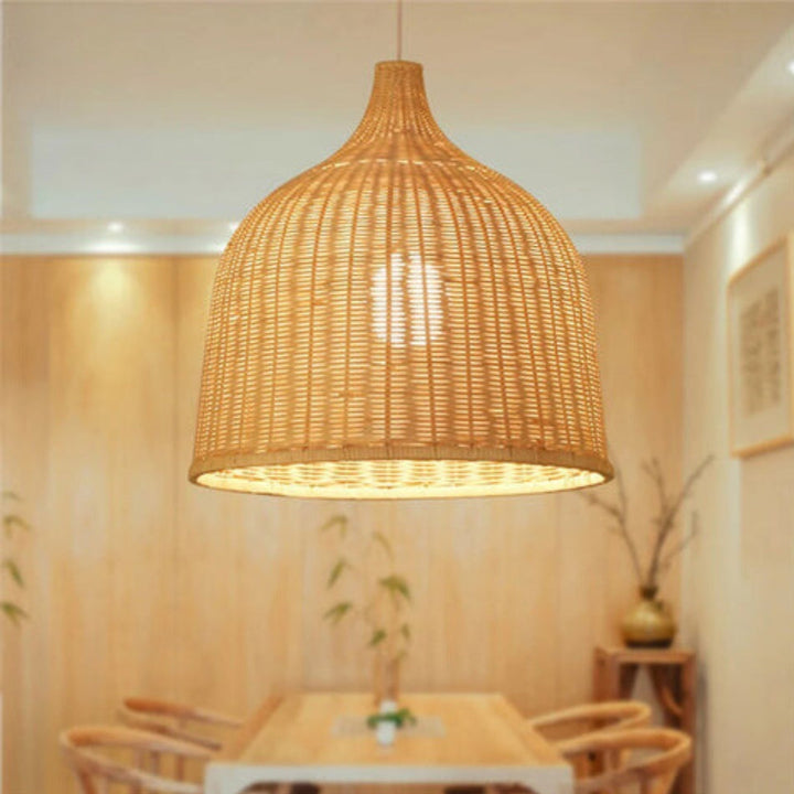 RusticGlow - Fletten Rattan Pendellampe Skanto