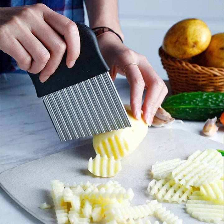 Bølget Kniv Frityrkutter i Rustfritt Stål | Skanto