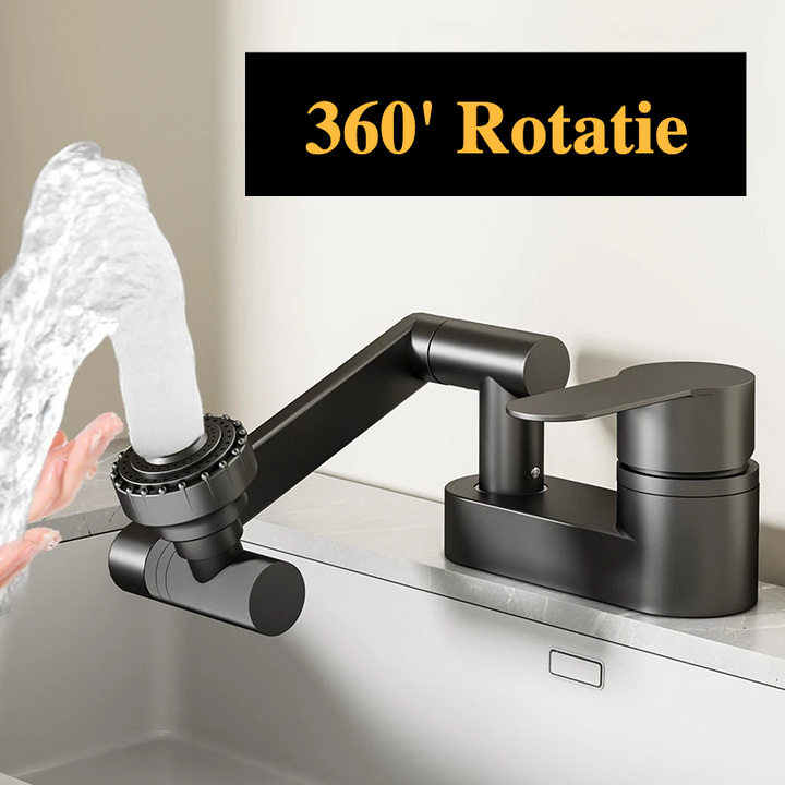 Aqua Twist Duo-Flex Servantbatteri – 360° svingende to-hulls blandebatteri for varmt og kaldt vann Skanto