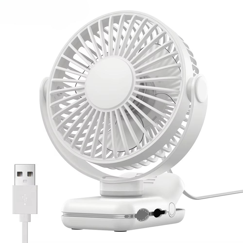 Skanto | USB Clip-On Skrivebordsvifte med Stille Bürsløs Motor og Sterk Klemme – Bærbar Mini Personlig Kjølevifte