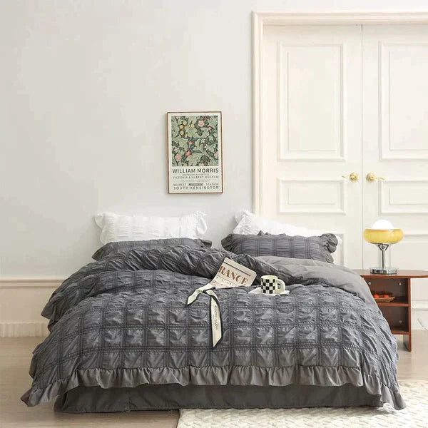 Icy Seersucker Sommer Kjøl Quilt Blonde 4-delt Sett | Skanto