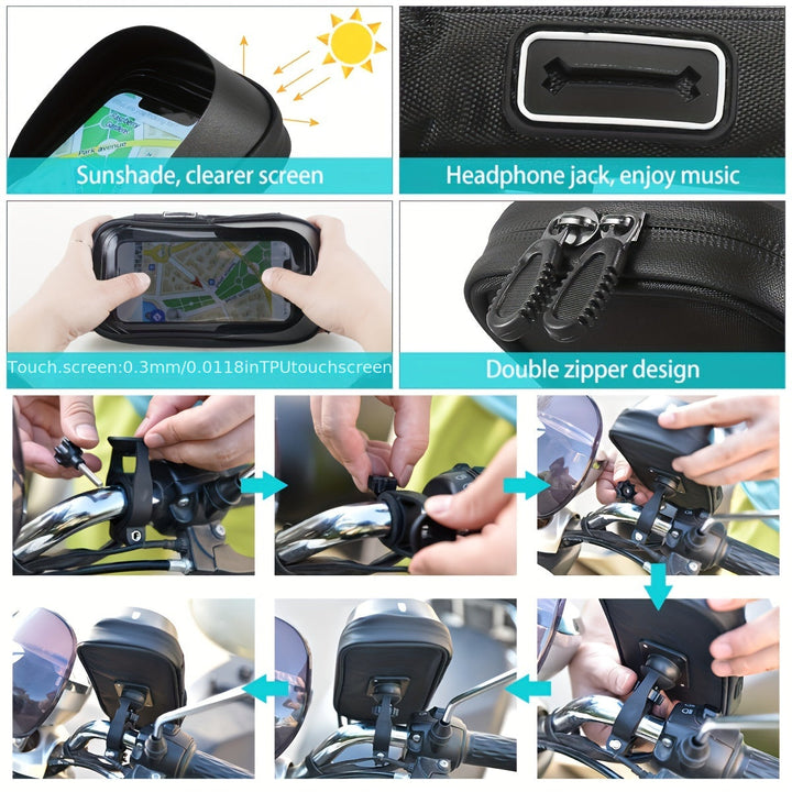 Wasserdichte Handyhalterung für Fahrrad og Motorrad – 360° drehbar og geeignet für 4,5–6,4 Zoll