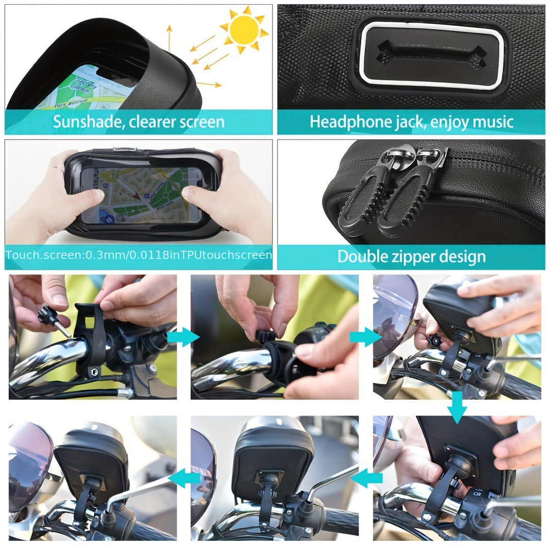 Vanntett telefonholder for sykkel og motorsykkel – 360° roterbar og egnet for 4.5–6.4 tommer | Skanto