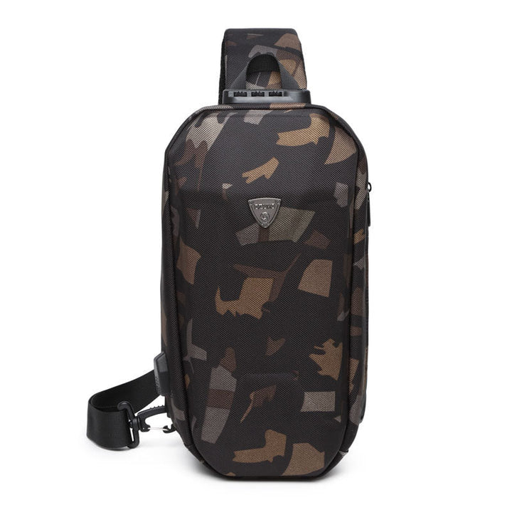 Skanto | Hard Shell Sling Bag med lås, USB-port, vanntett materiale, tyverisikre glidelåser
